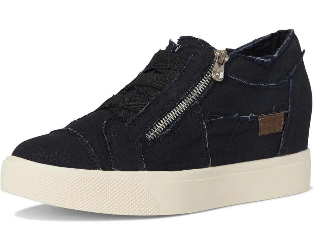 Blowfish Malibu Womens Zayla Sneaker Destroyed Size Zip Black Canvas 7.5 M